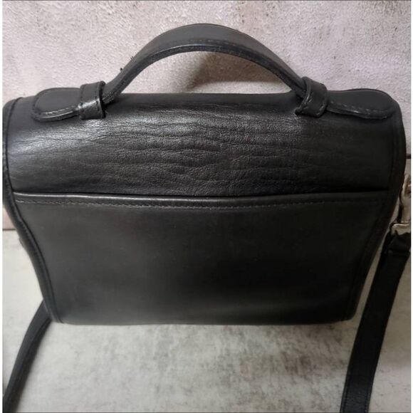 90s Coach Court Black Leather Top Handle Vintage Satchel Crossbody Bag - Picture 8 of 11